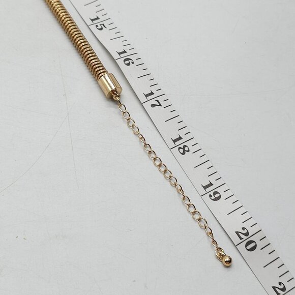 Gold Tone Snake Chain Necklace With Faux Pearl & Tassel Pendant Adjustable - Picture 6 of 6